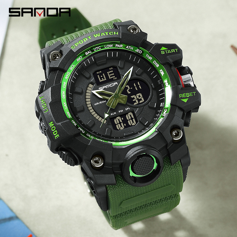 SANDA 3132 reloj electrónico de los hombres de moda personalizado reloj digital estudiante al aire libre impermeable reloj multifuncional