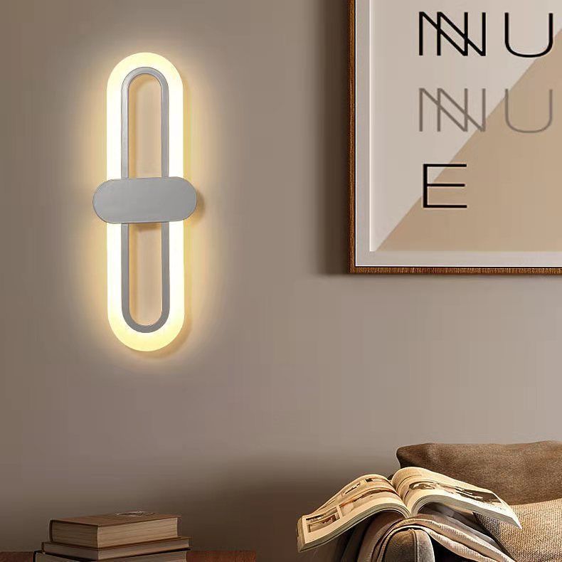 Oval LED acrílico dormitorio cabecera lámpara de pared moderna y minimalista sala de estar escaleras lujosas pared de televisión lámpara de pasillo