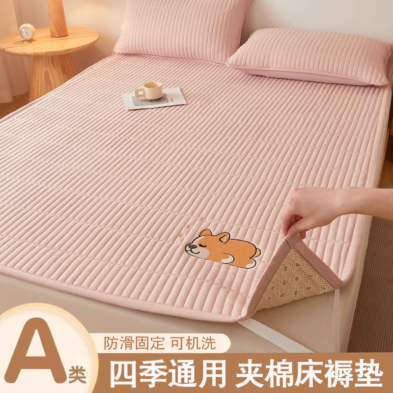 Winter Class a Raw Cotton Soy Fiber Quilted Soft Mattress Full Size Non-Slip Cartoon Embroidery Soft Mattress Wholesale