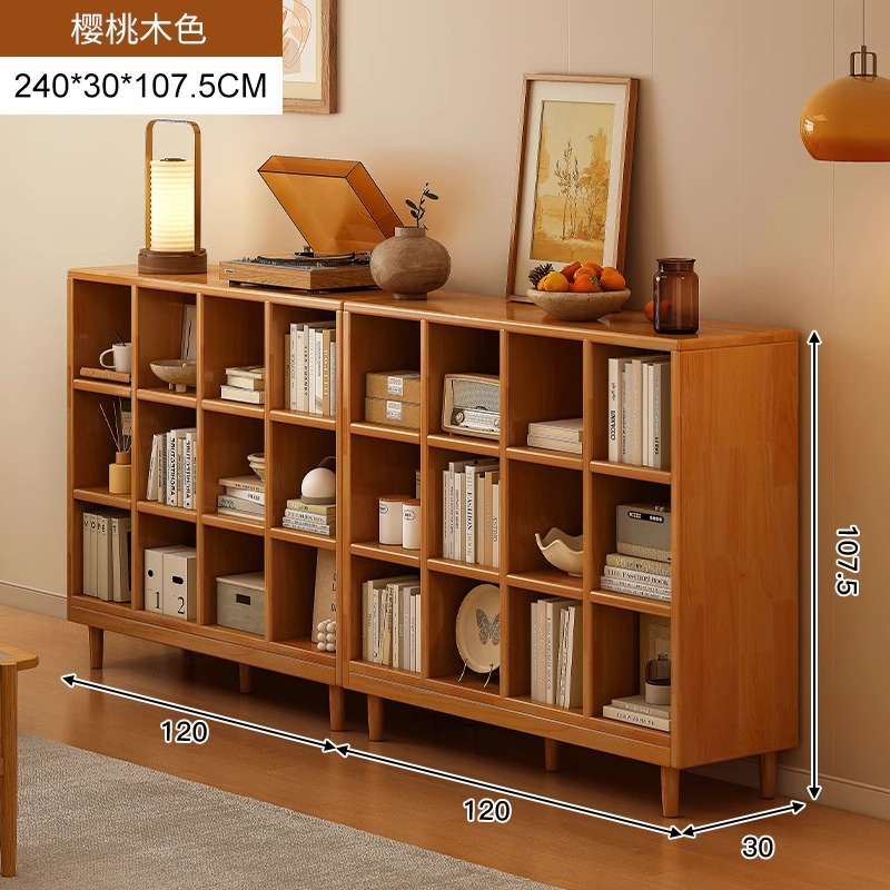 Estantería de madera maciza, cajones de piso a techo, armarios de sala de estar, armarios de rejilla combinados contra la pared, estantes de almacenamiento, estanterías cortas integradas