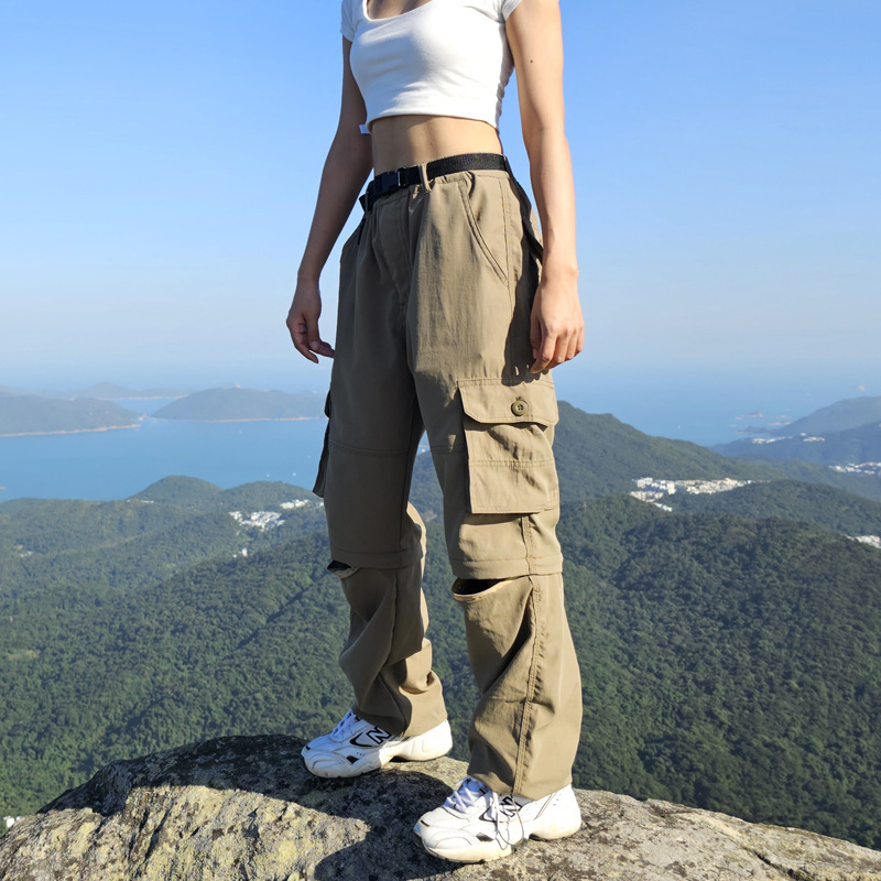 户外宽松旅游登山多口袋工装裤男女防风防水可拆卸机能速干裤长裤