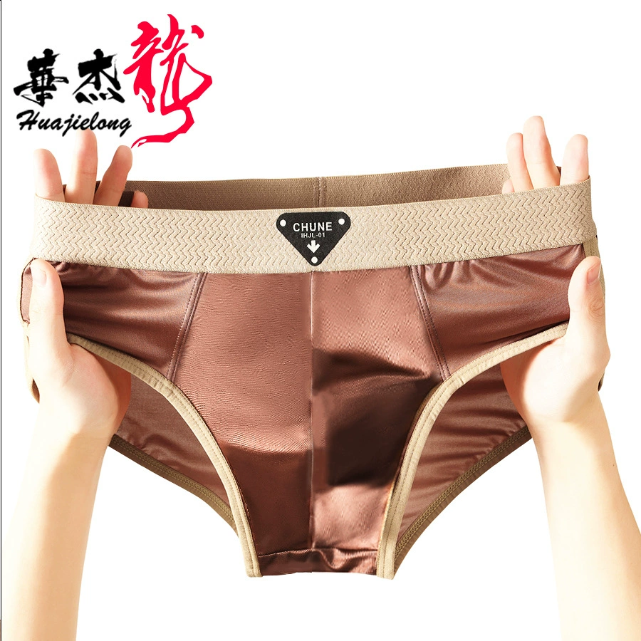 Huajelong трусики мужские трусики ледяной шелк трусики оптовая средняя талия мужские большие размеры трусы