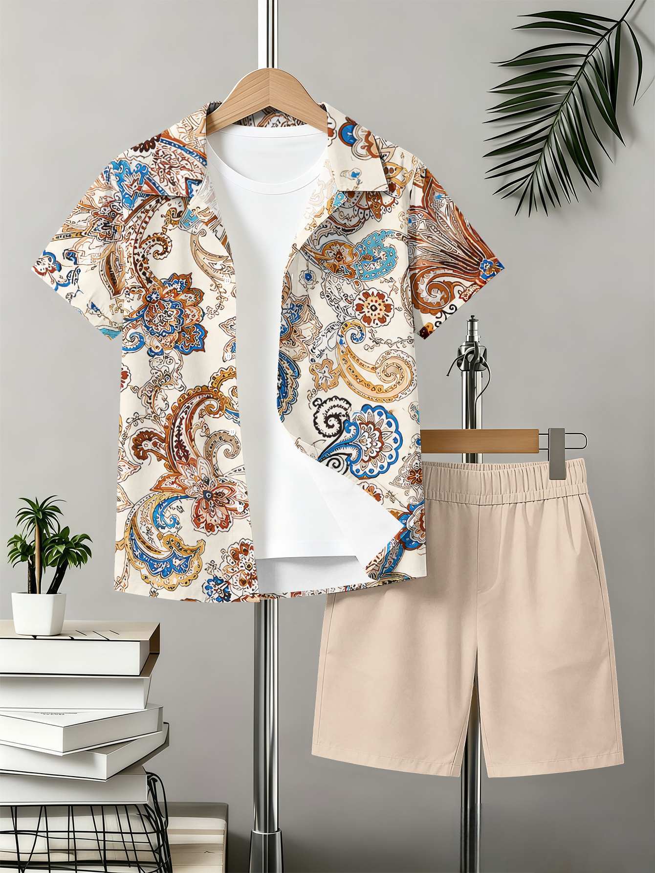 Sommer Set Mit Hemd Und Shorts Für Jungen Mit Totem-muster_voghion.com