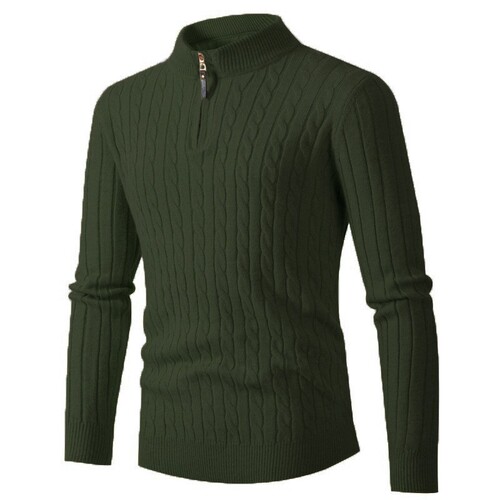 Half-height cowl neck new British style men's knit turtleneck sweater winter import zipper knit sweater for men