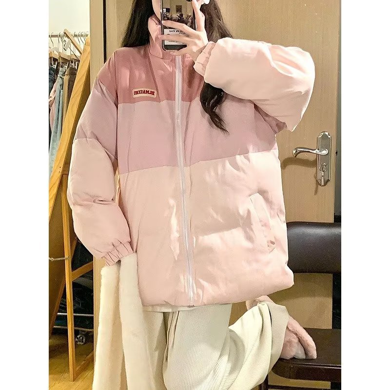 2025 Winter New Gradient Cotton Jacket for Men and Women, Stand Collar Puffer Jacket, Trendy Brand Youth Cotton Coat, Couple's Outerwear