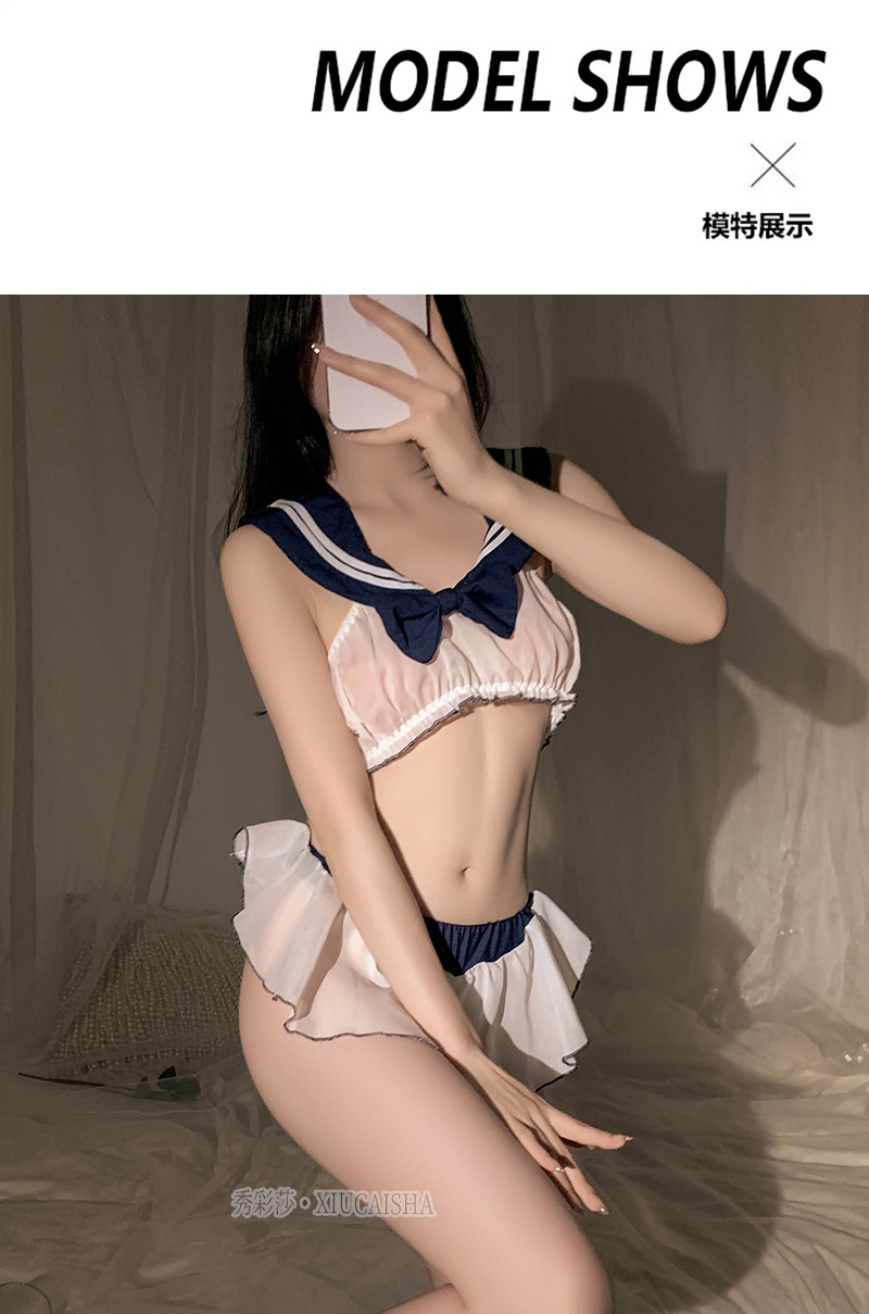Sailor Schoolgirl Role-Play Costume Set with Top, Shorts and Bow Detail — detail image 6