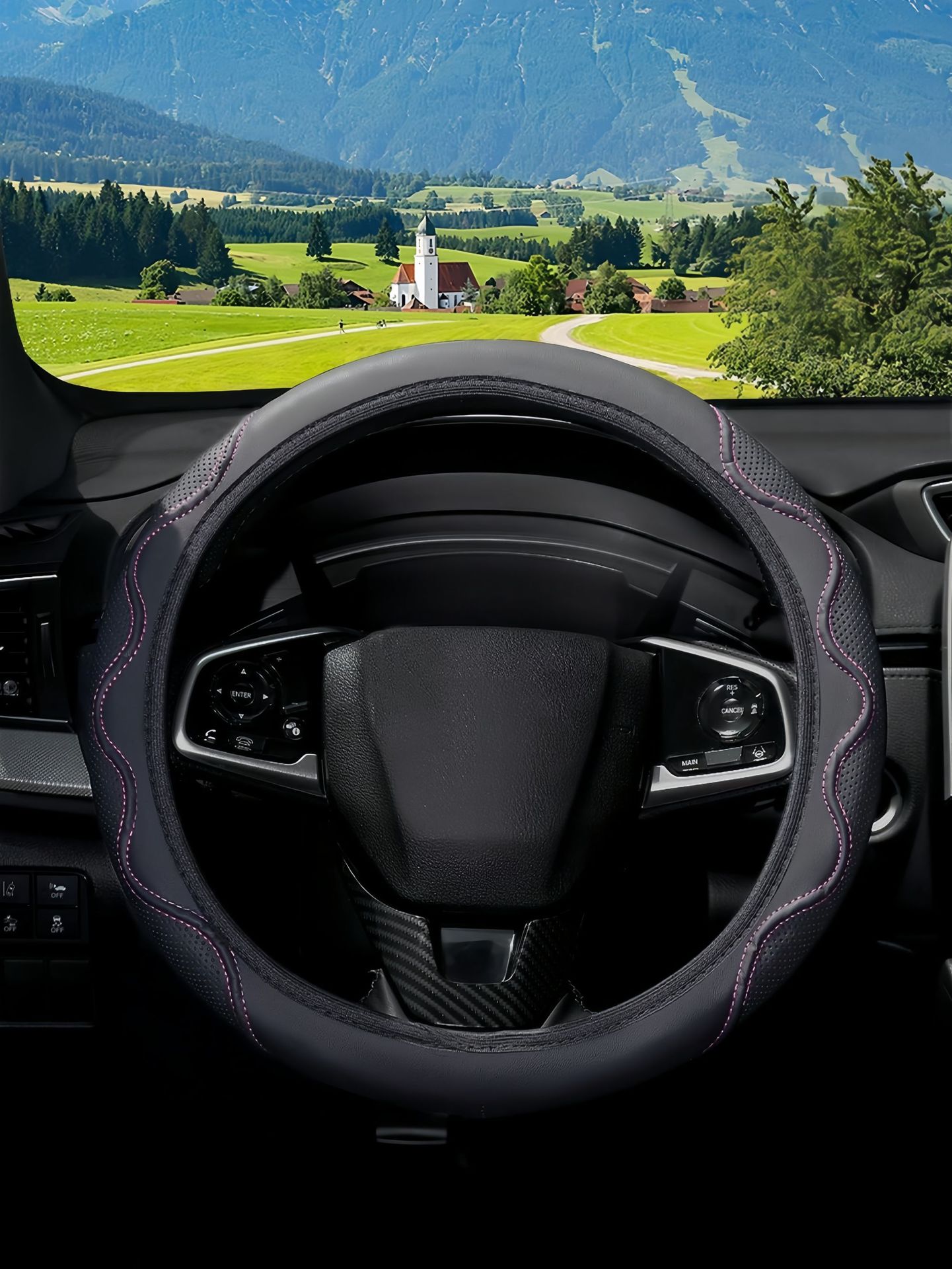 Cross-Border Amazon Car Steering Wheel Cover, Corrugated Sports Style, Non-Slip, Sweat-Absorbent, No Inner Ring, Artificial Leather Handle Cover
