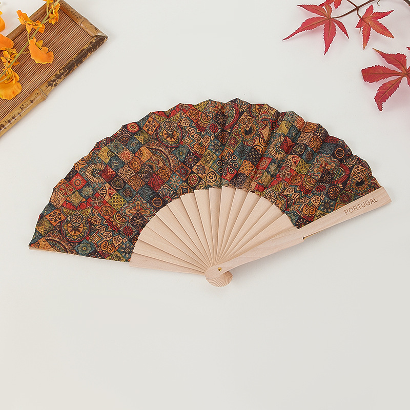 Solid Color Pattern Chinoiserie Ethnic Style Solid Color Wooden Fan