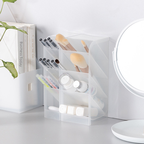 Ins Nordic-style minimalist desktop four-grid pen holder, MUJI-style student inclined insertion storage box, convenient to take out