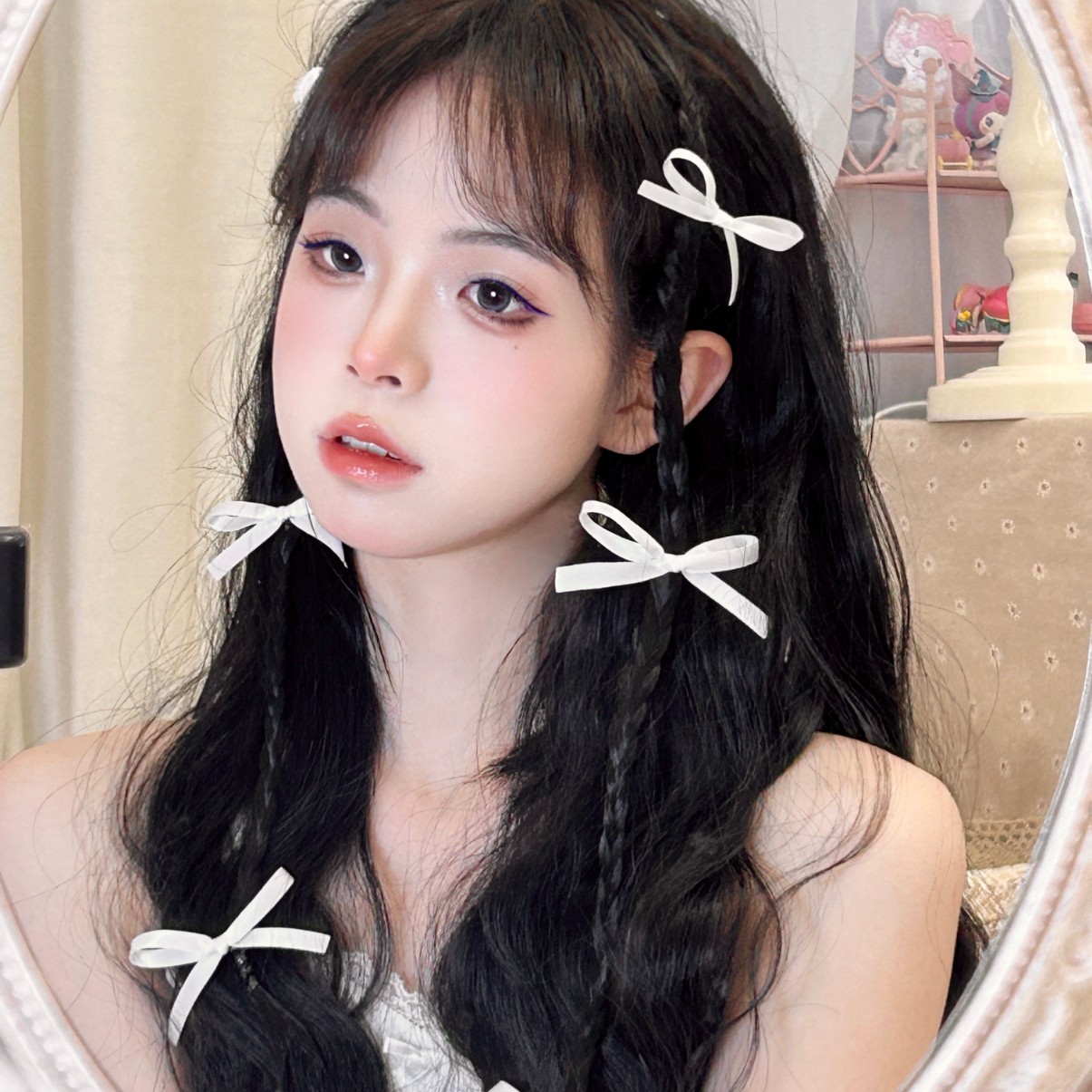 Little Bear Picking Stars |   Handmade Ballet Girl Sweet Girl Atmosphere 6-Pack Ribbon Small Bow Mini Hairpin