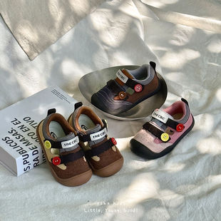 Xshx Kidsren's Retro Functional Shoes Baotou Stable Boys and Girls Autumn Wenzhou Boutique Handmade Shoes Cow Velvet Outdoor Autumn New