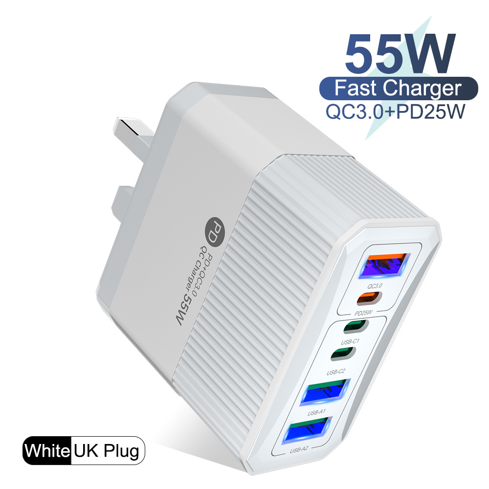 QC3.0+PD25W 6포트 영국 표준(베어메탈) 흰색