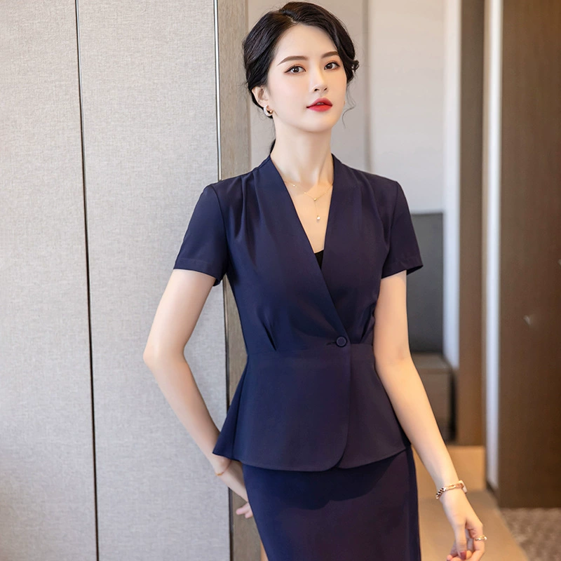 Классический костюм-пиджак, униформа для работы, Slim fit, с коротким рукавом