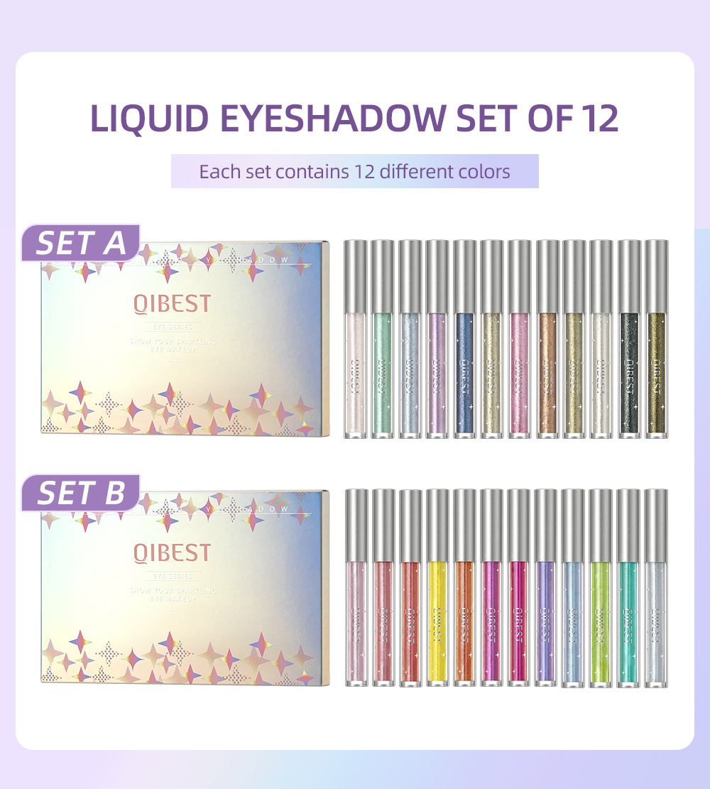 QIBEST Diamond Eyeshadow Liquid Sparkling Pearl High Gloss Super Shiny Matte Finishing Eyeshadow Liquid Set Cross-border Specification drawing