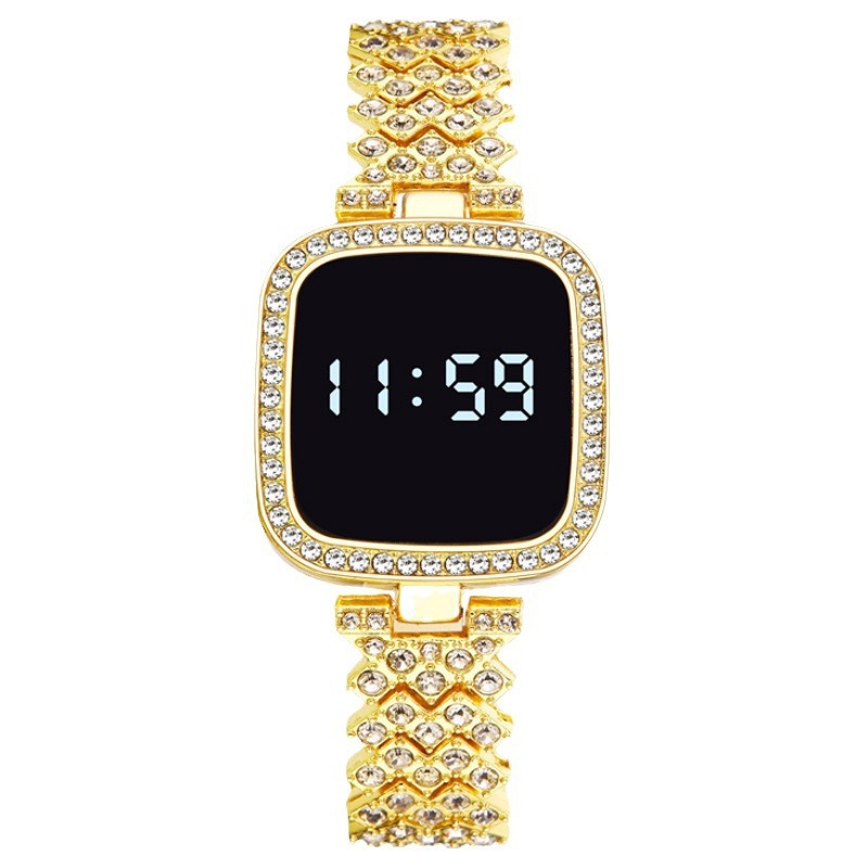 2024 new square diamond alloy LED watch Joker ladies electronic watch