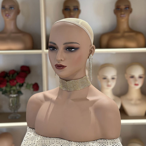 European and American dual shoulder fake head fake development display half-body model female photo prop model head simulation PVC head model
