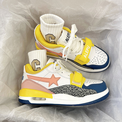 Korean ins style air cushion casual couple jogging shoes ulzzang trend contrast color college breathable sports shoes for men and women