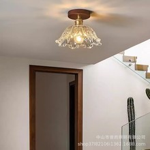 新中式中古风胡桃色阳台走廊过道灯现代简约门厅玄关入户灯批发