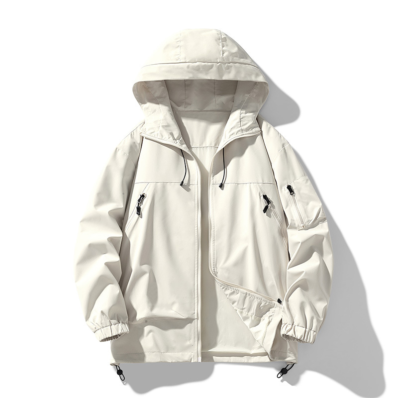 Coupe-vent imperméable à capuche multipoches pour couple, homme et femme, nouvelle veste décontractée, polyvalente et tendance, coupe ample_voghion.com