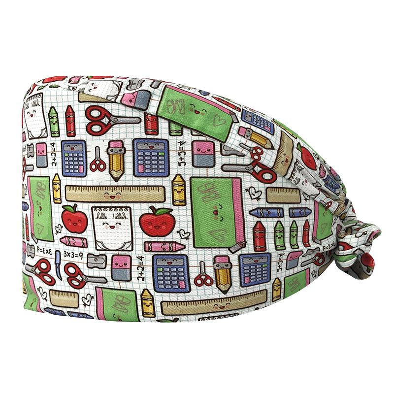 Sombrero de flores de algodón con estampado de dibujos animados, toalla absorbente para el sudor, sombrero de estudio médico, sombrero de enfermera UCI, envío directo de AliExpress