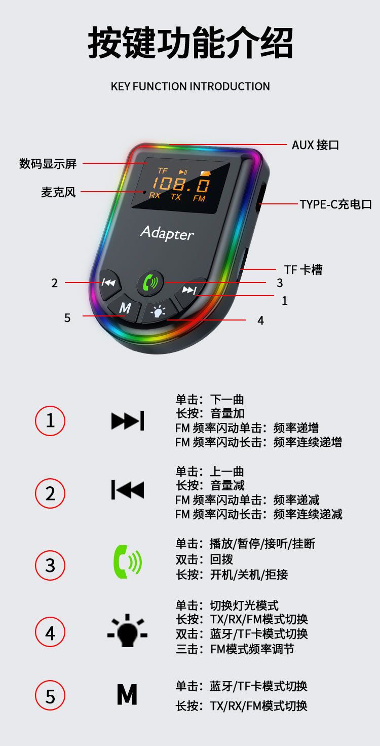 Bluetooth Adapter with Display for Old Tv, Car Wired Speakers Instantly Become Bluetooth-Enabled, Southeast Asian Goods