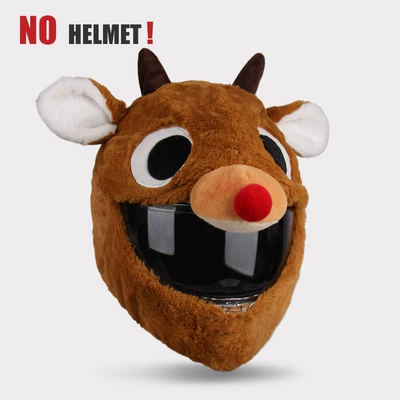 Full-Face Helmet Cartoon Plush Animal: Motosiklet dəbilqələri - elk