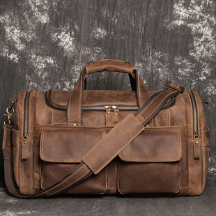(Cross-border trading), handheld luggage one-shoulder bag, leather travel bag, genuine leather, ideal for walking