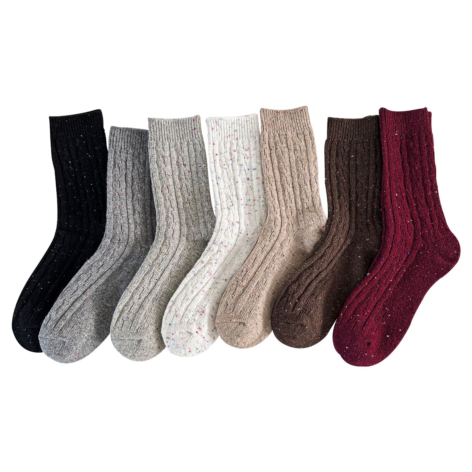 Calcetines de invierno y invierno para mujeres, calcetines de calentamiento más gruesas y calcetines de invierno para mujeres con doble aguja.