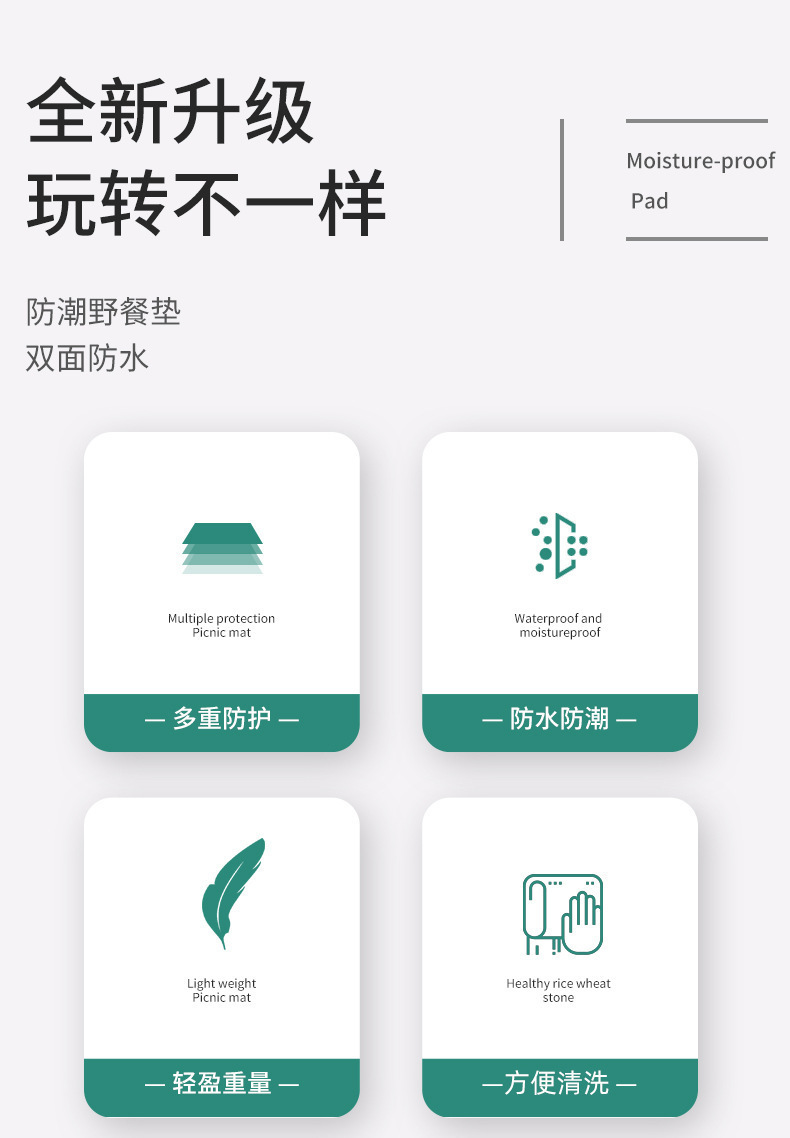 野餐垫厂家 户外郊游野炊野外露营防水加厚地垫 草坪沙滩防潮垫子详情2