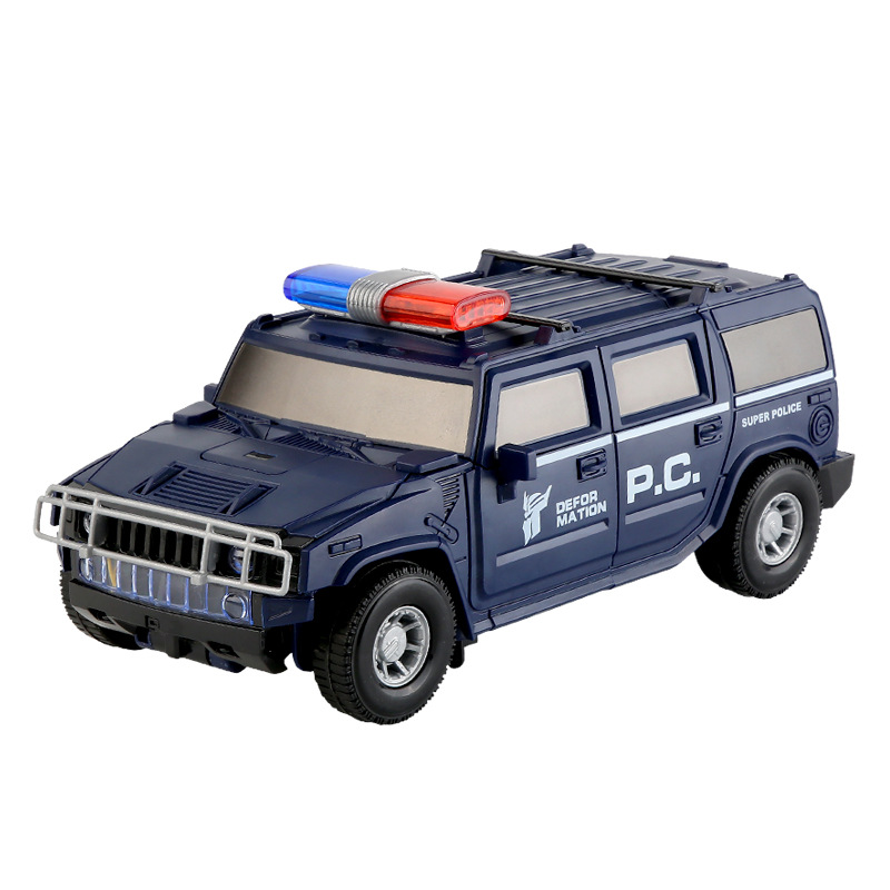 Juguetes de chatarra de la misma popularidad en línea niños Hummer eléctrico deformación coche de policía robot de proyección de música coche de juguete universal