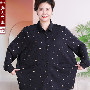 200kg mother spring coat women's special plus size cotton shirt middle-aged and elderly 50-year-old 60 grandmother spring and autumn shirt