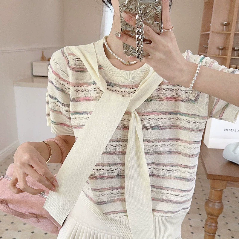 Комплект, накидка, шелковая основа базовая футболка, женская, с short sleeve