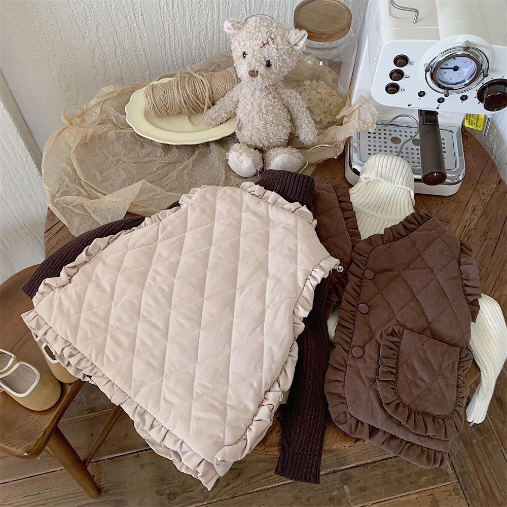 Chaleco de algodón con clip para niños 2024 otoño e invierno nueva versión coreana para niños pequeños y medianos Chaleco de algodón grueso para niñas Chaleco de bebé para niñas