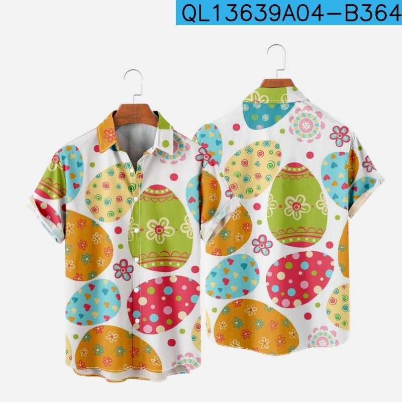 2026 New Style Shirt with Easter Elements, 3D Digital Printing, Men's Loose Trendy Oversized Collared Shirt, Pre-Order 2026 New Style Shirt with Easter Elements, 3D Digital Printing, Men's Loose Trendy Oversized Collared Shirt, Pre-Order