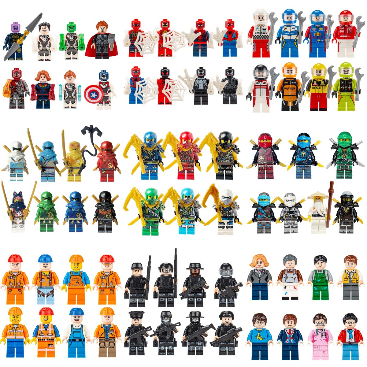 Cross-Border Building Block Minifigure Set Superhero Iron Spider Ninja City Professional Educational Assembly Toys Wholesale