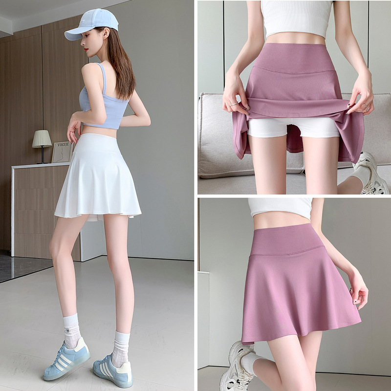 Ice Silk Dynamic Short Skirt for Women, Summer Thin Anti-Exposure Badminton Tennis Skirt, Fitness Yoga A-Line Pleated Half Skirt Ice Silk Dynamic Short Skirt for Women, Summer Thin Anti-Exposure Badminton Tennis Skirt, Fitness Yoga A-Line Pleated Half Skirt