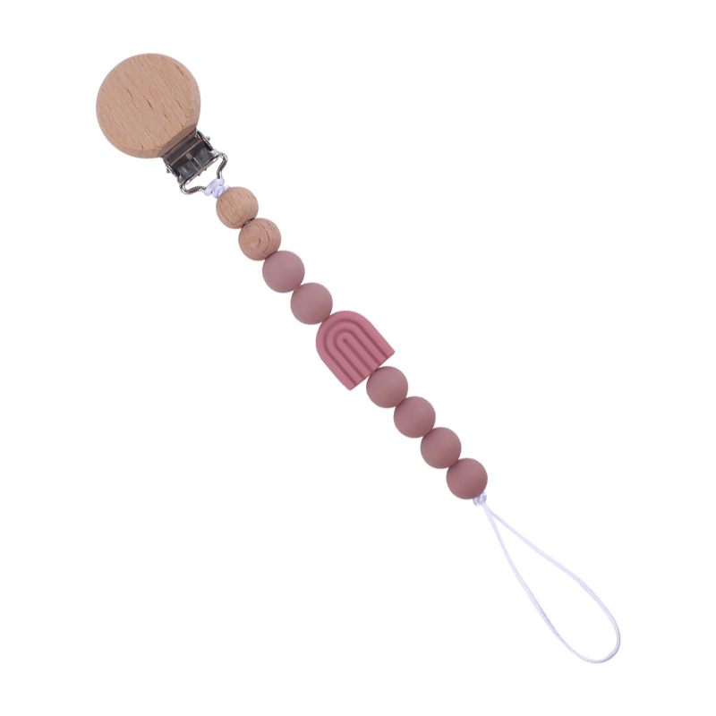 Nuevo bebé haya plana chupete clip calmante bebé dibujos animados arco iris de silicona mordedura molar chupete cadena