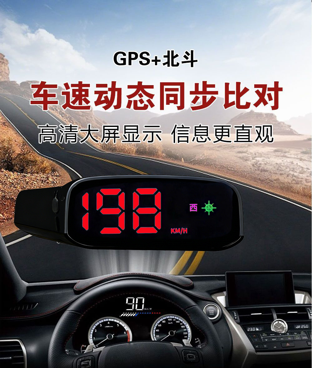 Universal Car-Mounted Seven-Color Solar-Powered Hud Head-Up Display with Navigation, Beidou Satellite, and Portable Screen