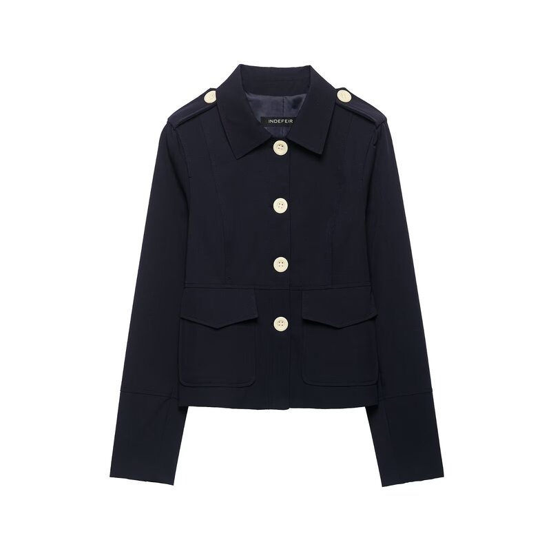 BSK&TRAF women's 2026 autumn new collection: Commute-style color-block button-pocket blazer 4840700