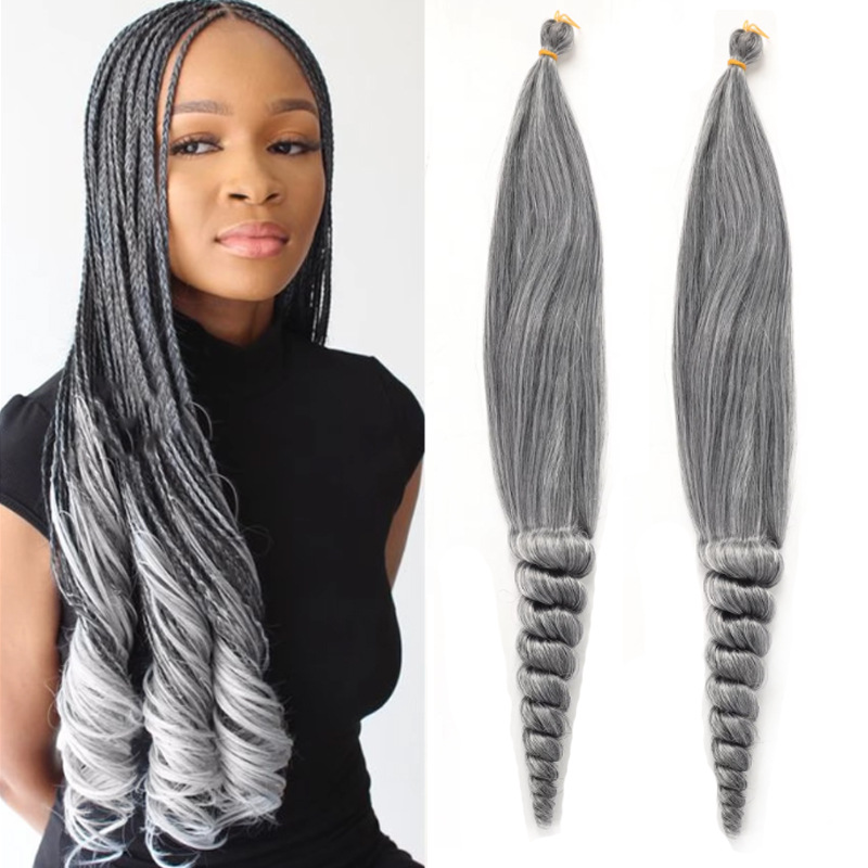 Peluca, gancho femenino, cabello, cuentas, trenzas en espiral rizadas, crochet, ondas de alta temperatura, trenzas degradadas, extensiones de cabello