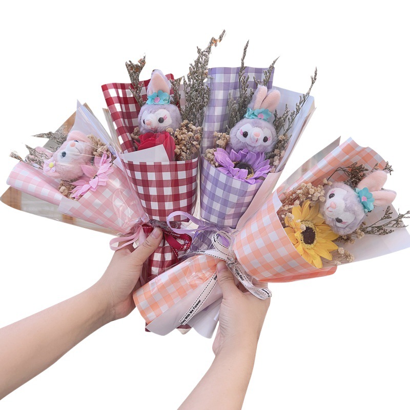 Regalo del Día de San Valentín, ramo de muñecos Star Dew, rosas de imitación estrelladas, flores secas, flores de cumpleaños para niñas