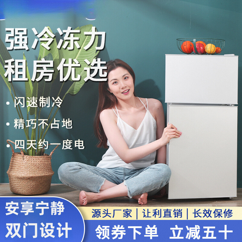 Small Refrigerator Small Household Dormitory Rental Room Mini Double-Door Refrigerator First-Class Energy Efficiency Energy-Saving Refrigeration and Refrigeration