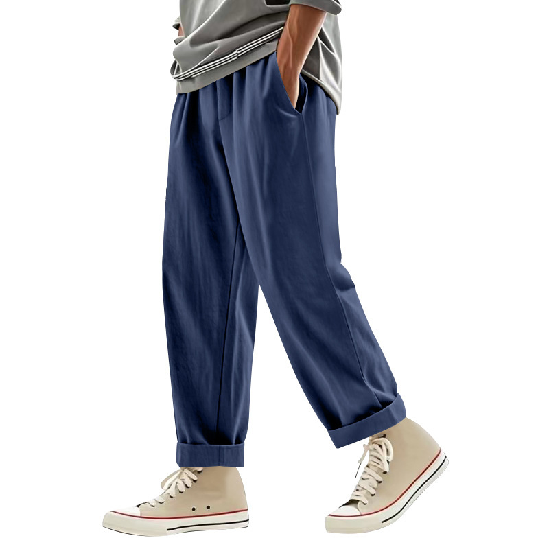Men's Loose Linen Casual Wide-leg Beach Trousers For Summer_voghion.com