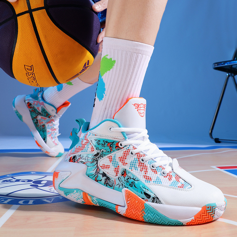 Non-slip wear-resistant basketball shoes mesh breathable youth adult plus size men's and women's actual combat competition training sneaker Non-slip wear-resistant basketball shoes mesh breathable youth adult plus size men's and women's actual combat competition training sneaker