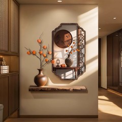 柿柿如意玄关装饰画宋代美学客厅过道走廊挂画2025新款高级感壁画