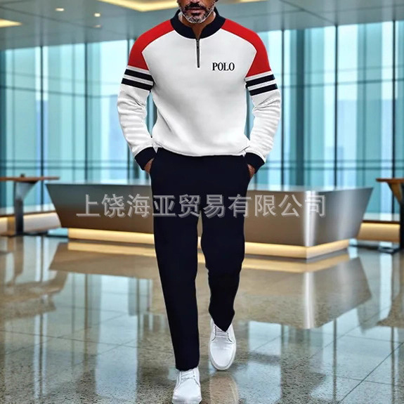 2025跨境亚马逊独立站新款男士时尚3d印花长袖长裤运动休闲两件套|undefined