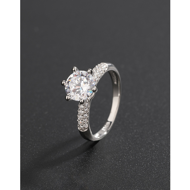925 plata esterlina 1 quilates anillo de zircon de lujo ligero nicho de pareja de alto nivel anillo de matrimonio de propuesta de matrimonio anillo de diamante simulado