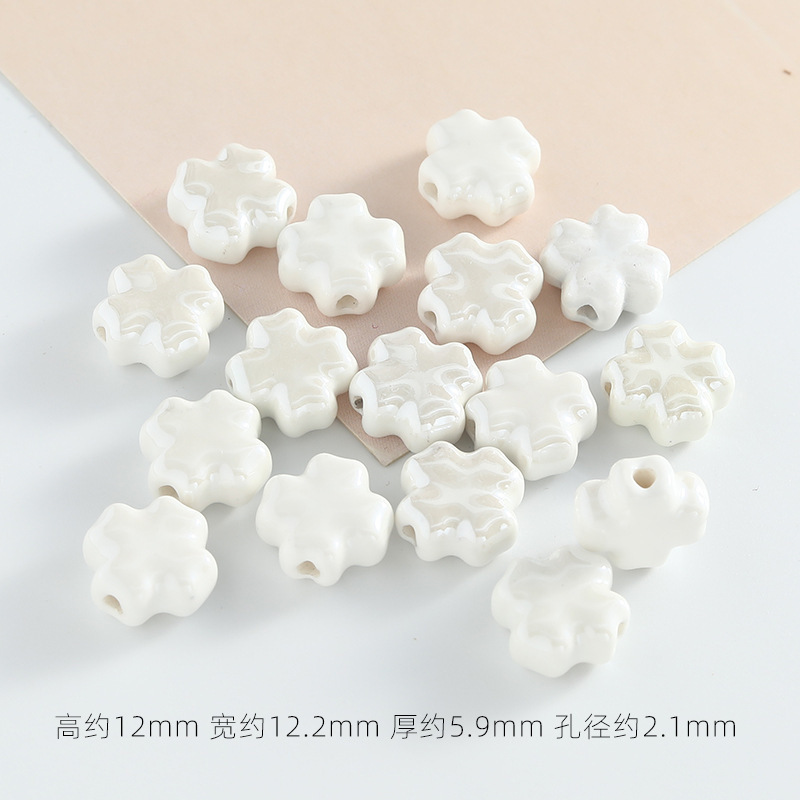 糖果色电镀陶瓷四叶草串珠手工diy饰品散珠手链手机链材料陶瓷珠|undefined