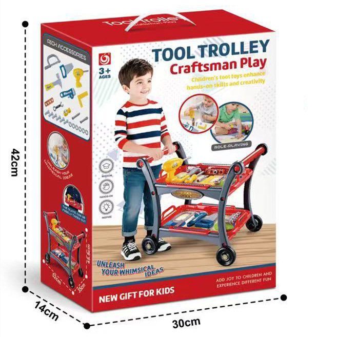 Cocina de simulación de niños transfronterizos, set de té de la tarde, herramientas de mantenimiento de la mesa de enfermería del médico, carro de casa