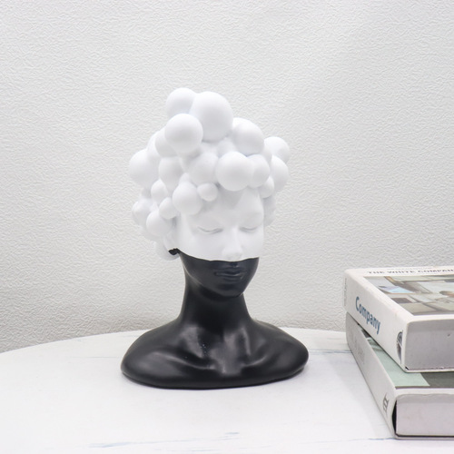 Minimalist Modern Entryway Goddess Head Bubble Character Sculpture Accent Bar Cabinet Girl Home Decor
